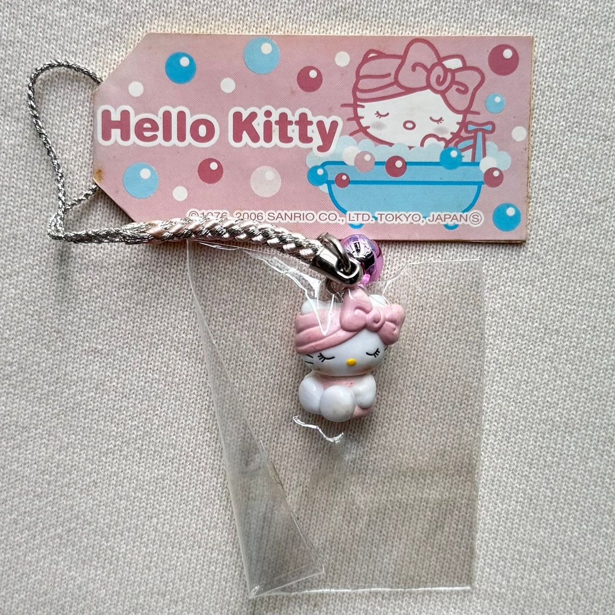 Hello Kitty Pink Bath Shower Outfit 2006 Vintage Gotochi Charm Strap