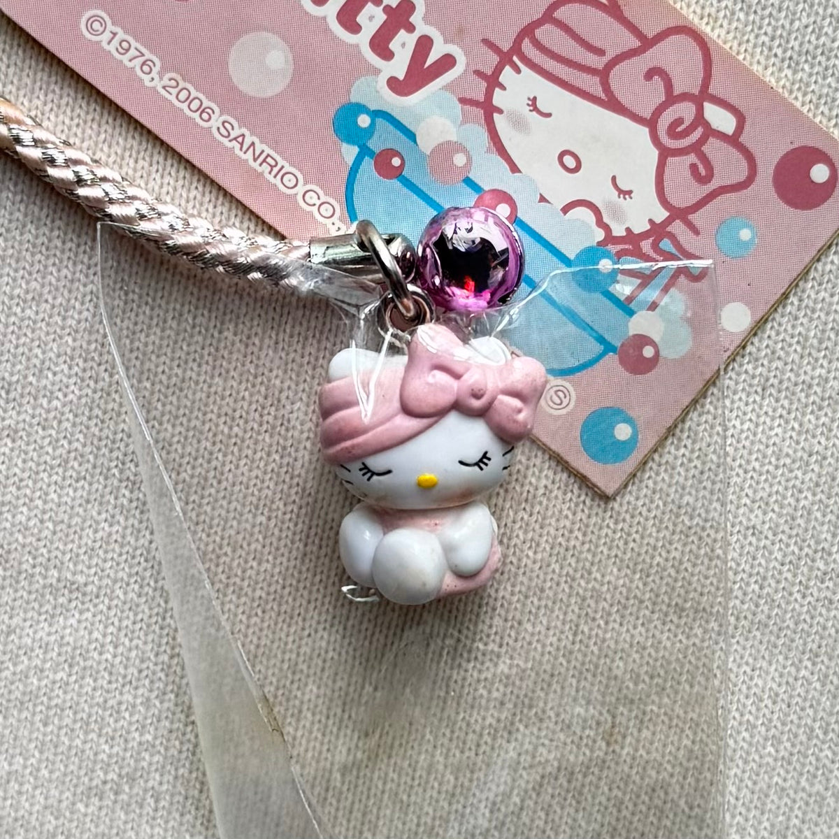 Hello Kitty Pink Bath Shower Outfit 2006 Vintage Gotochi Charm Strap